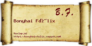 Bonyhai Félix névjegykártya